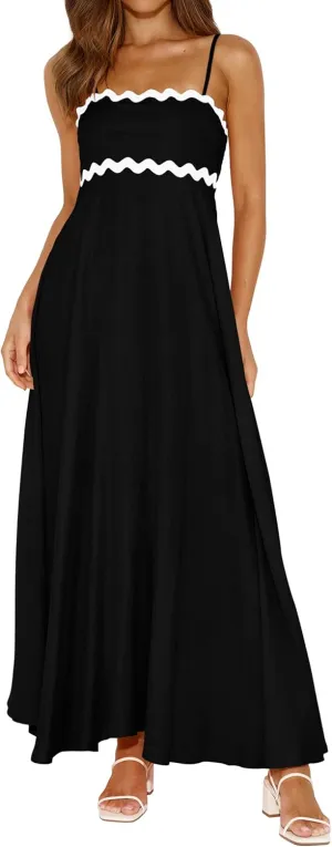 PRETTYGARDEN Womens Spaghetti Strap Maxi Dresses 2025 Summer Casual Sleeveless Smocked Boho A Line Long Flowy Beach Sundress