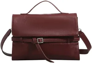 PU Leather Belted Top-handle Satchel Shoulder Bags Vintage Work Tote Purses for Women 2025 Crossbody Handbags Hobo Bag