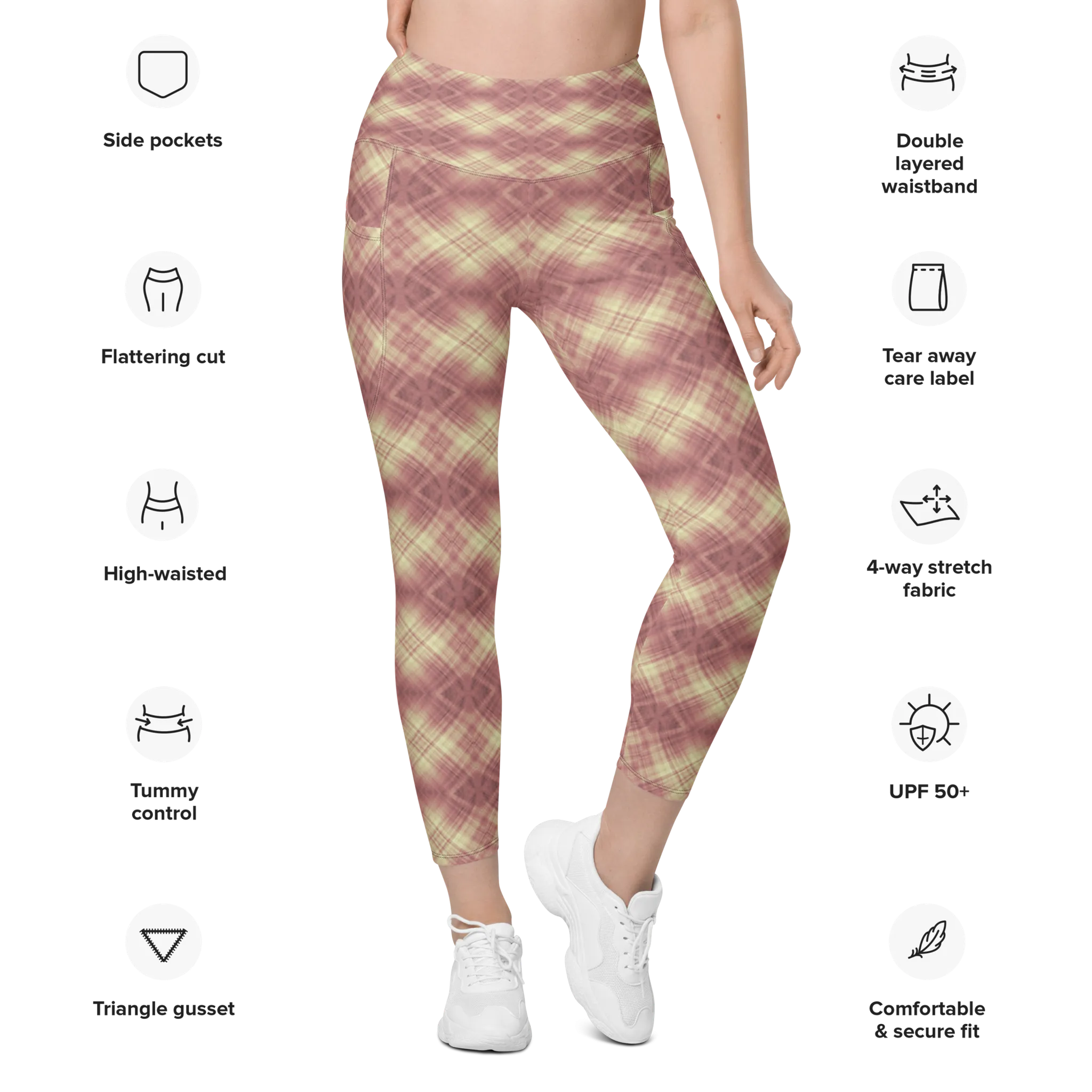 Recursia Argyle Rewired I Leggings With Pockets In Pink