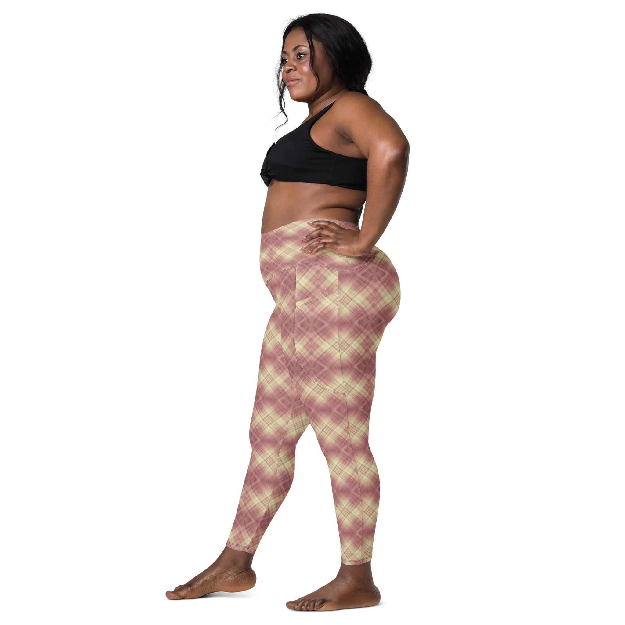 Recursia Argyle Rewired I Leggings With Pockets In Pink