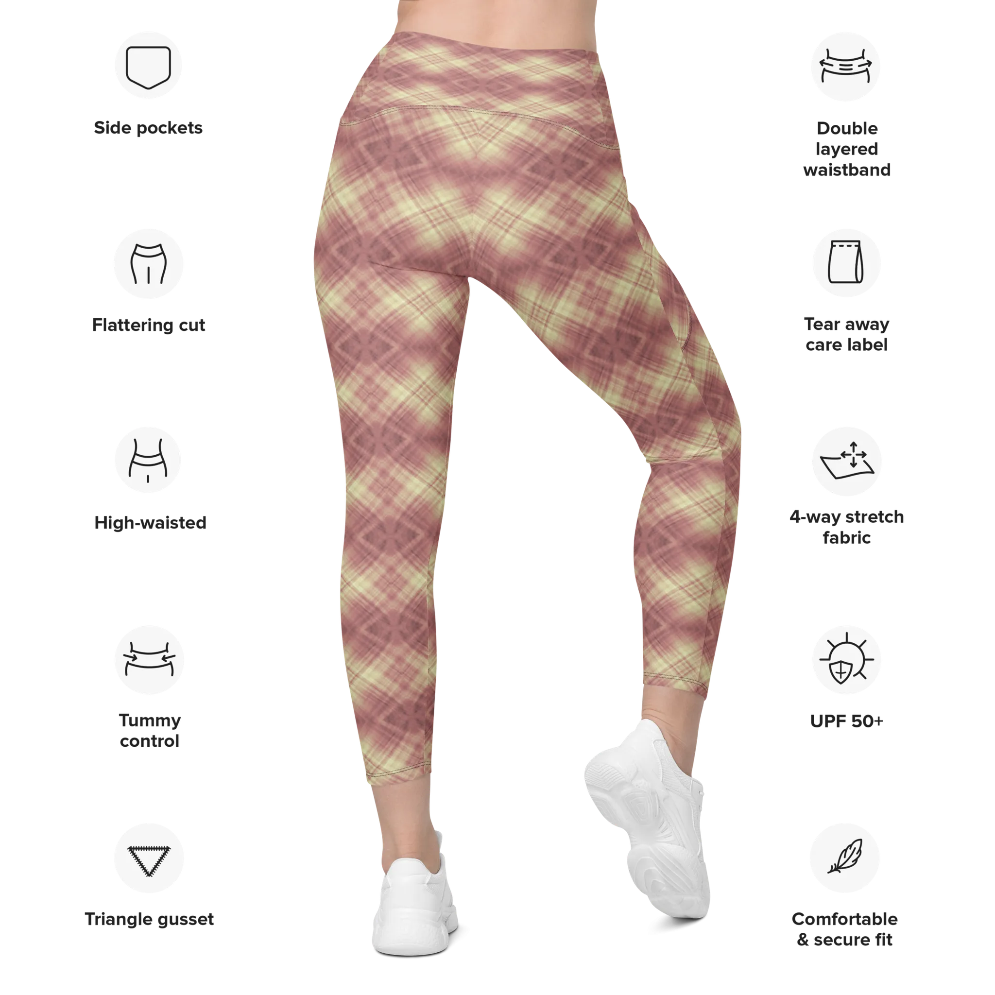 Recursia Argyle Rewired I Leggings With Pockets In Pink