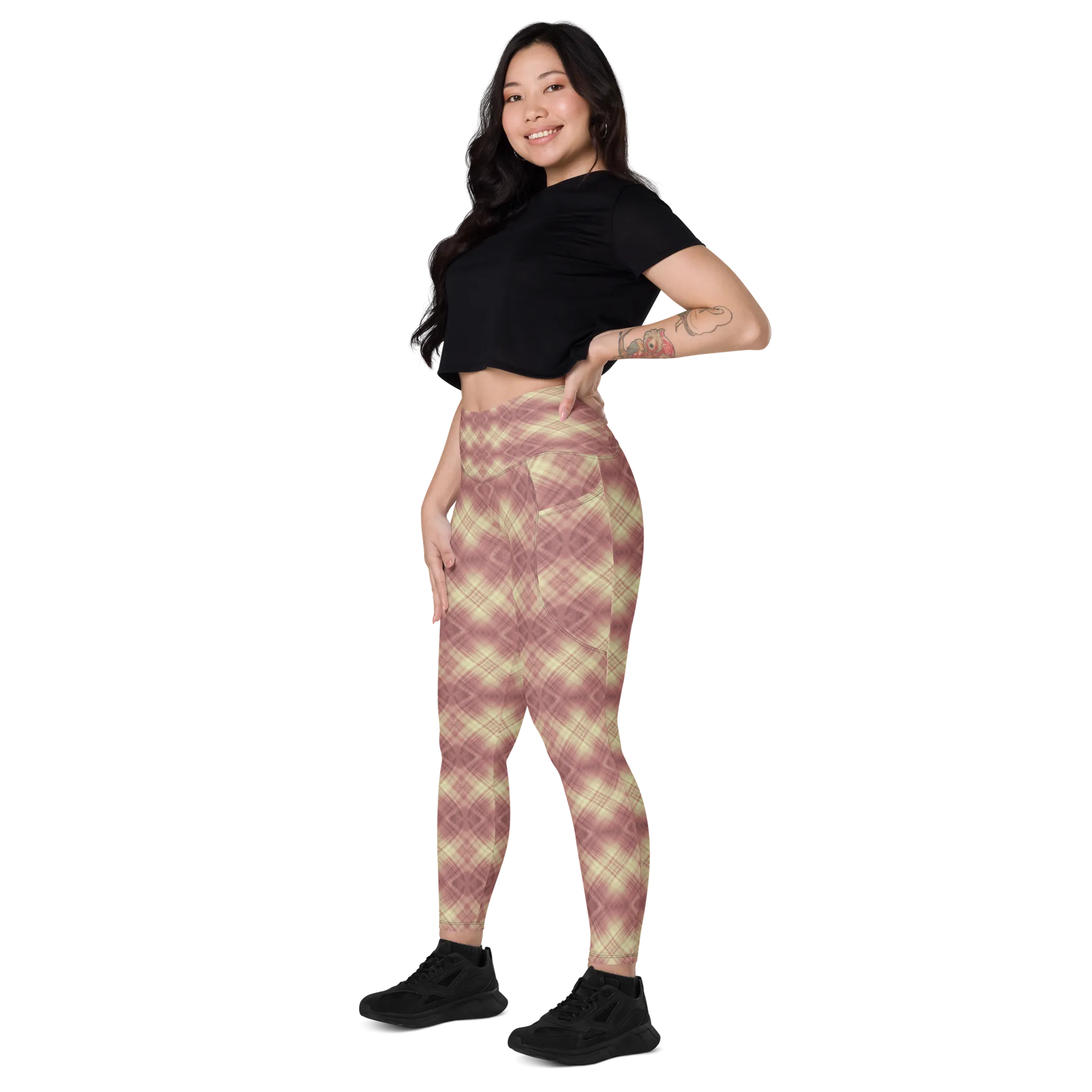 Recursia Argyle Rewired I Leggings With Pockets In Pink