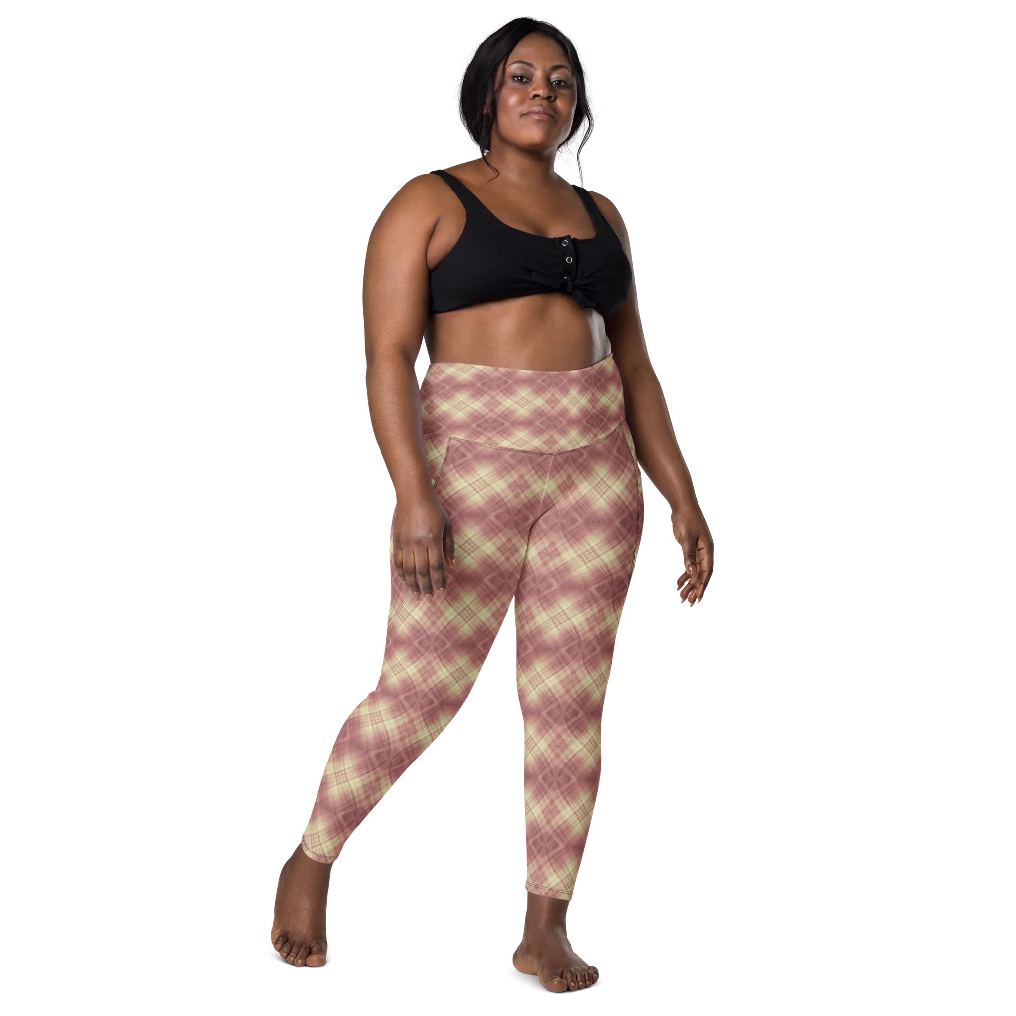 Recursia Argyle Rewired I Leggings With Pockets In Pink
