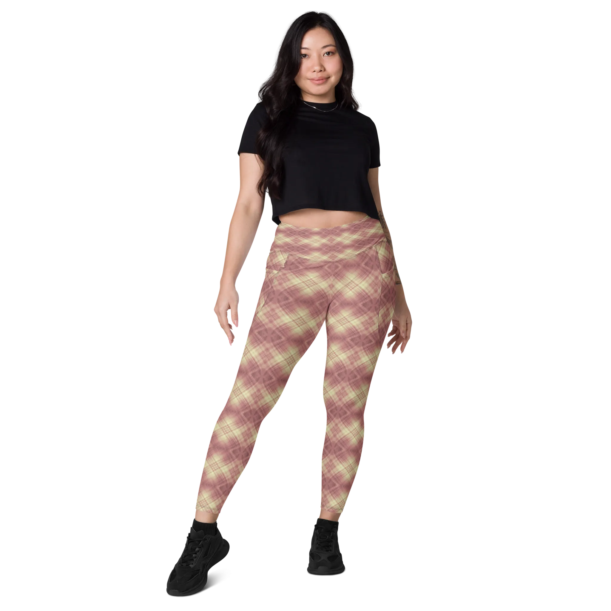 Recursia Argyle Rewired I Leggings With Pockets In Pink