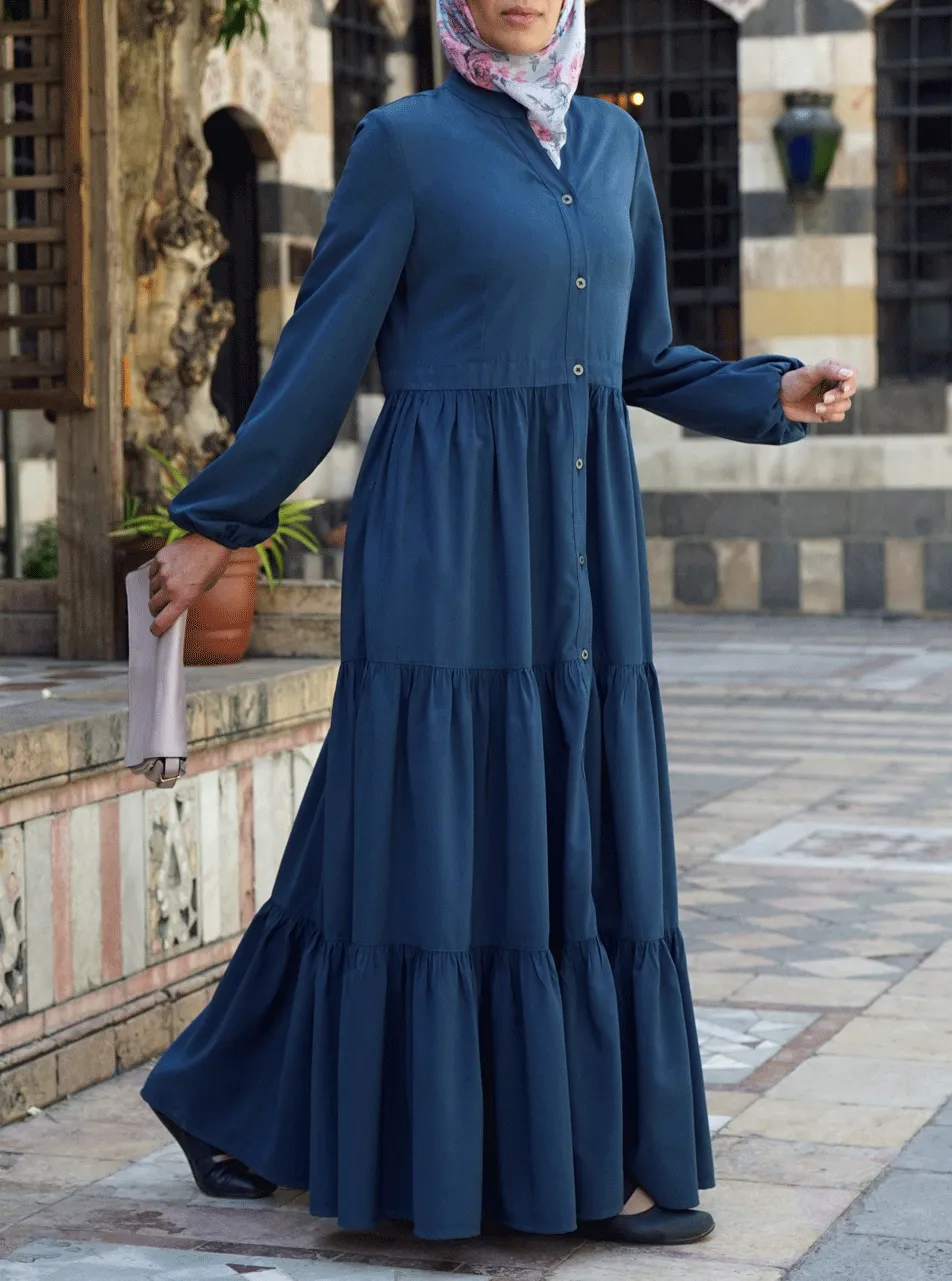 Ruffled Buttoned Maxi Dress