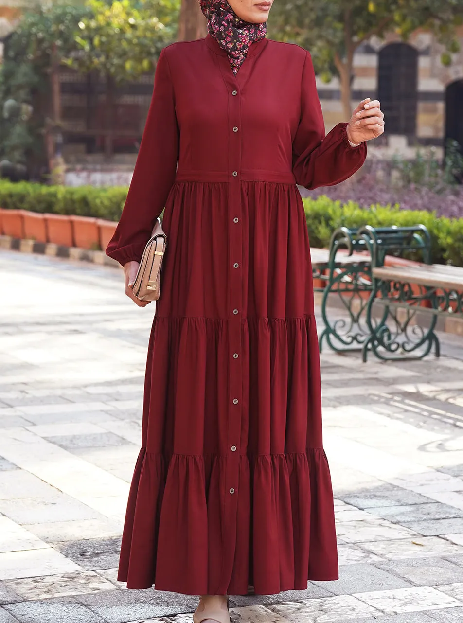 Ruffled Buttoned Maxi Dress