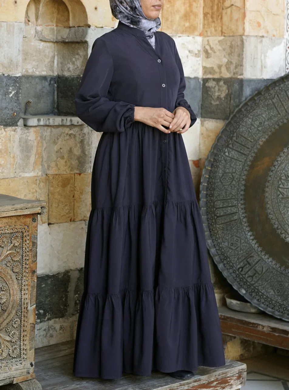 Ruffled Buttoned Maxi Dress