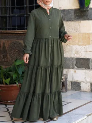 Ruffled Buttoned Maxi Dress