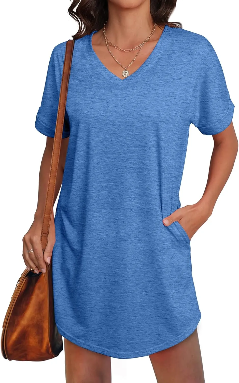SAMPEEL Summer Dresses for Women Short Sleeve with Pockets T Shirt with Pockets