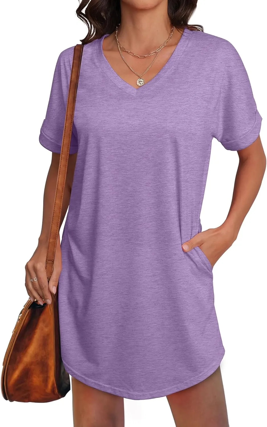 SAMPEEL Summer Dresses for Women Short Sleeve with Pockets T Shirt with Pockets