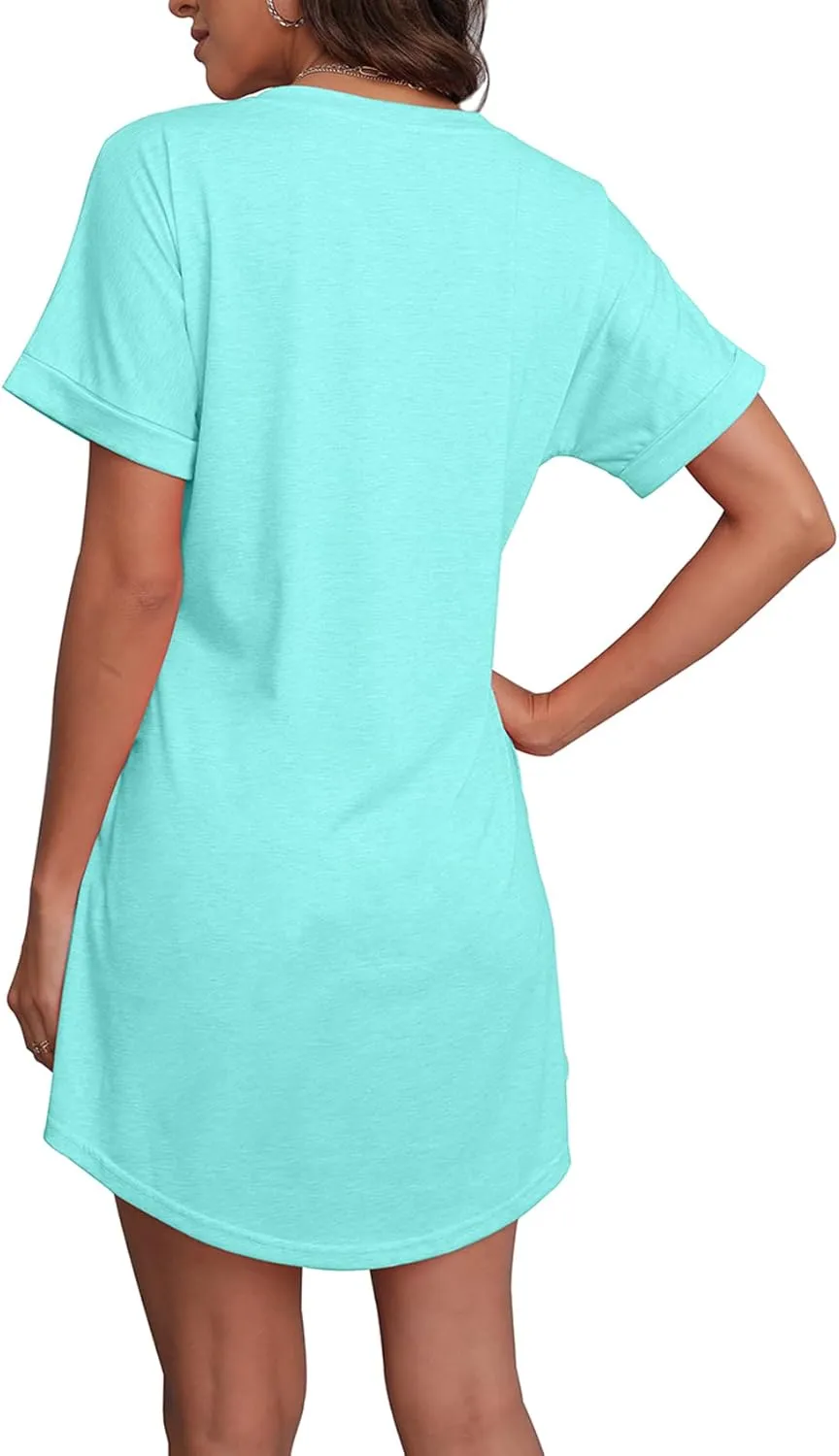 SAMPEEL Summer Dresses for Women Short Sleeve with Pockets T Shirt with Pockets