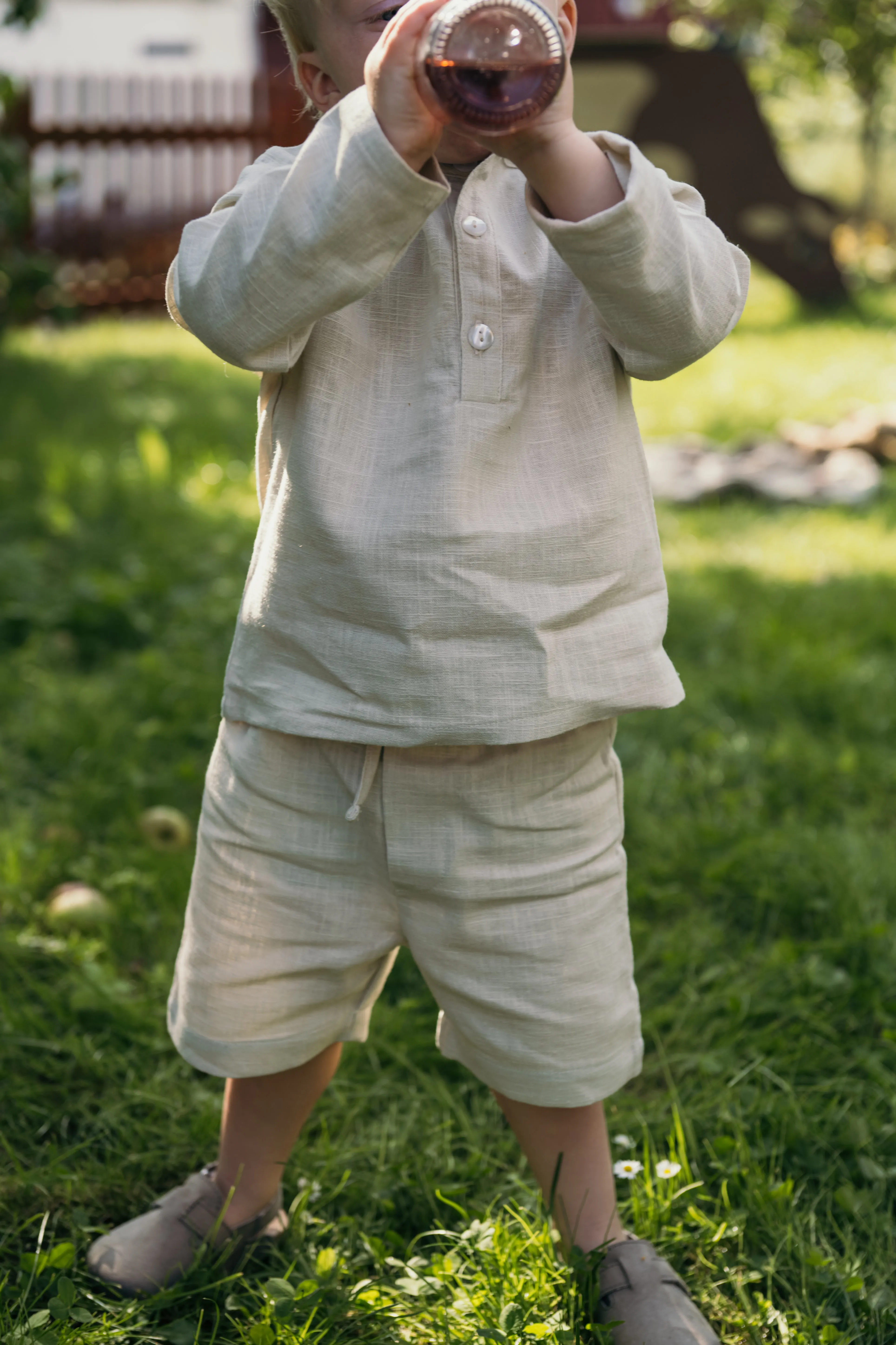 Short Linen Pants - Beige
