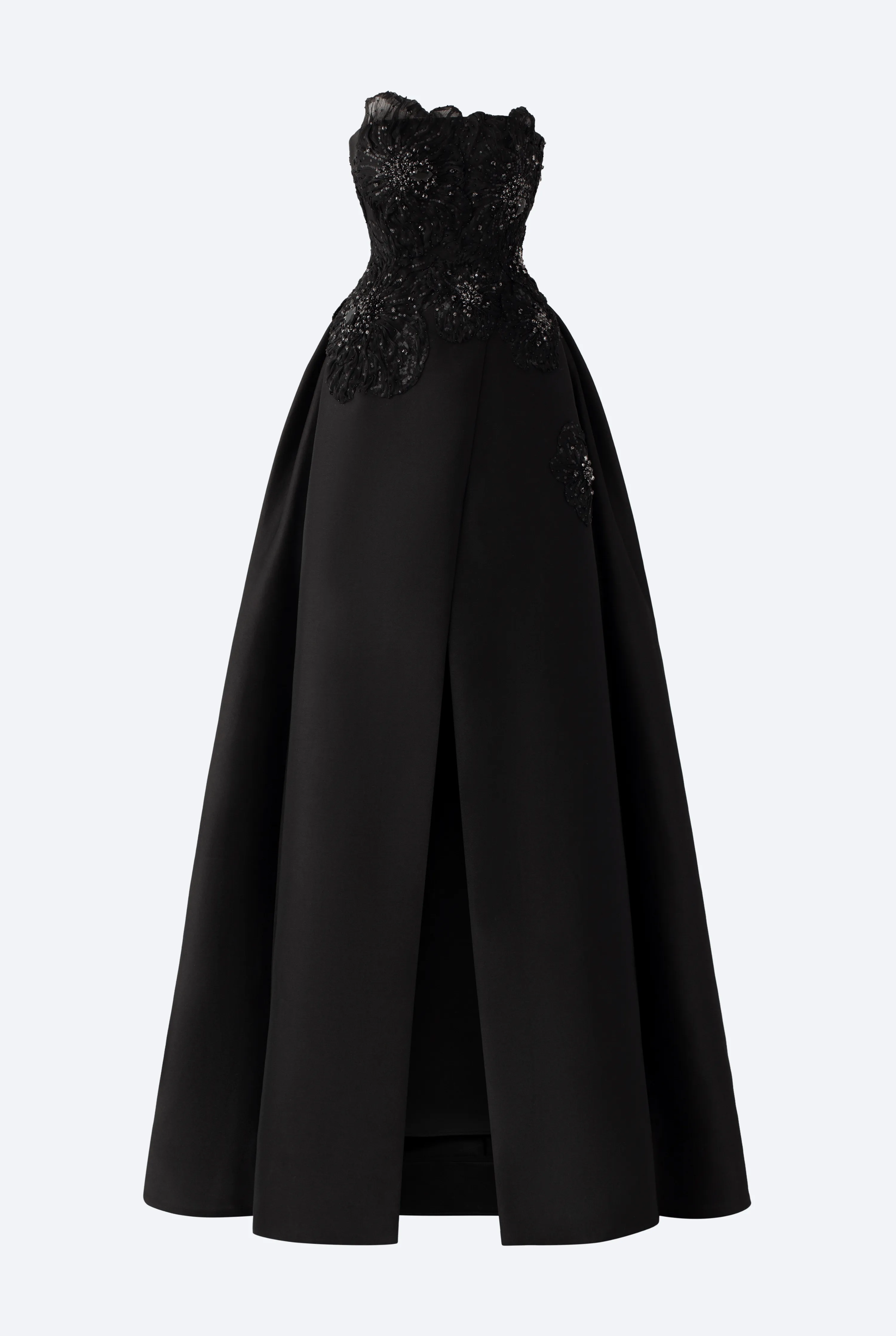 Strapless Full Dress With Embroidery Pattern