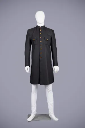 Stylish Black Linen Silk Indo-Western Dress for Men