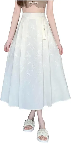 Summer Casual Long Skirt for Womens Fashion Flowy Swing A-line Midi Skirts High Elastic Waist Y2k Vintage Skirts