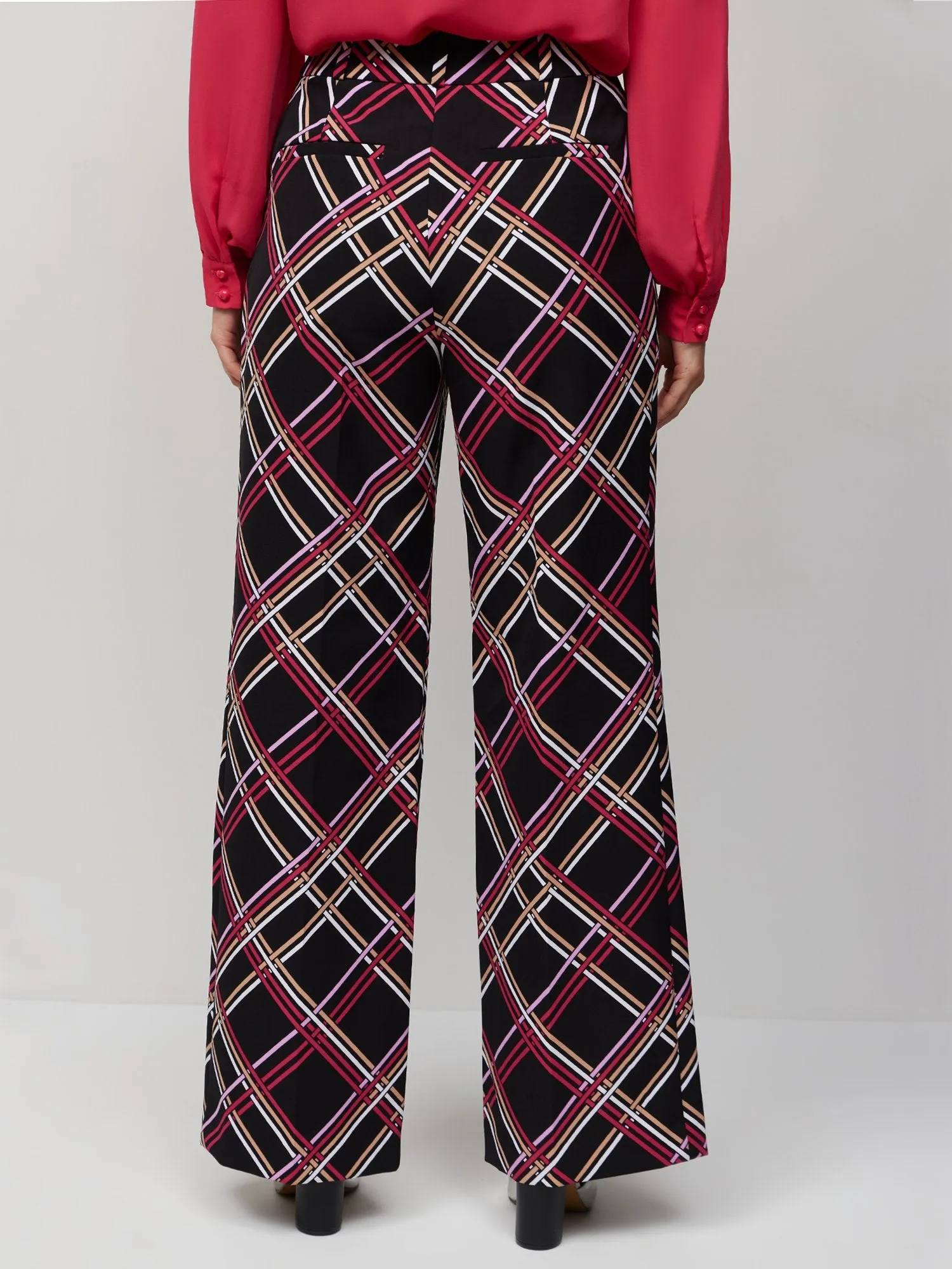 Tall Plaid High-Waisted Wide-Leg Pant