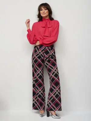 Tall Plaid High-Waisted Wide-Leg Pant