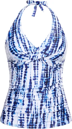 Tempt Me Womens Tankini Top Halter Tummy Control Swim Tops Only Twist Front V Neck Bathing Suit No Bottom