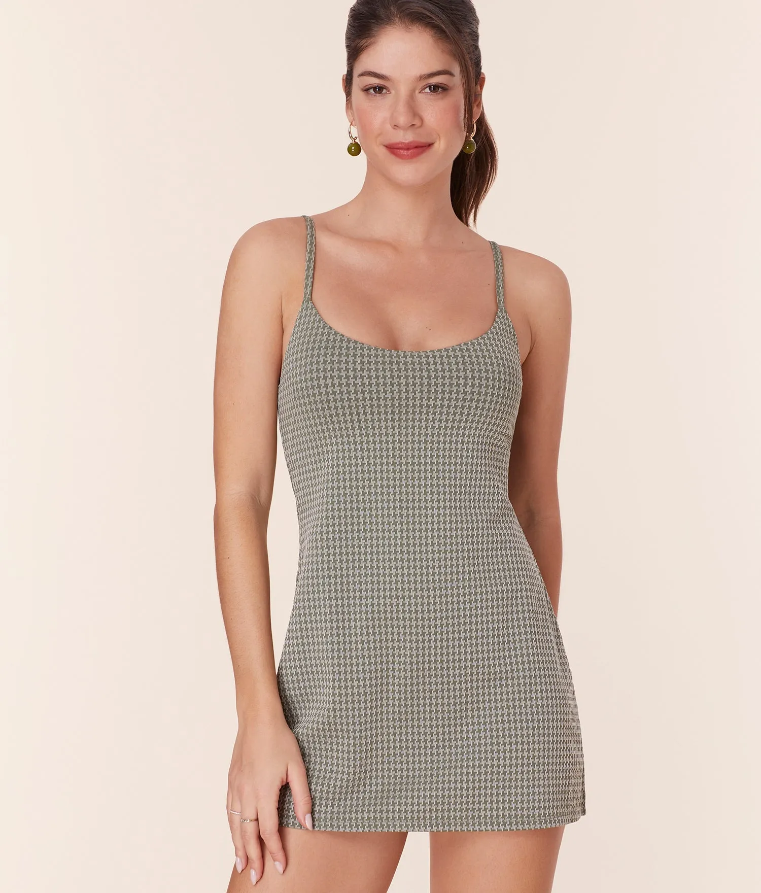 The Amalfi Swim Dress - Houndstooth - Seagrass - Classic