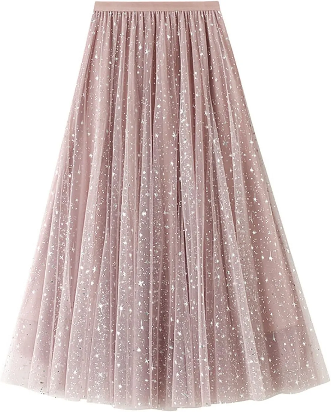 Tulle Skirt for Women Dressy Flowy High Waist Pleated Swing A-Line Skirts Summer Cute Mesh Irregular Hem Midi Skirts