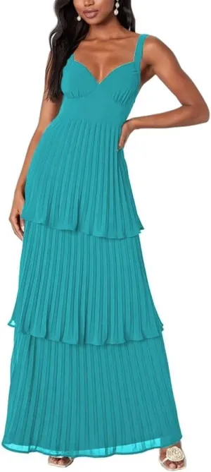 V Neck Pleated Bridesmaid Dresses Tiered Ruffle Chiffon Prom Dresses A line Backless Long Party Dress