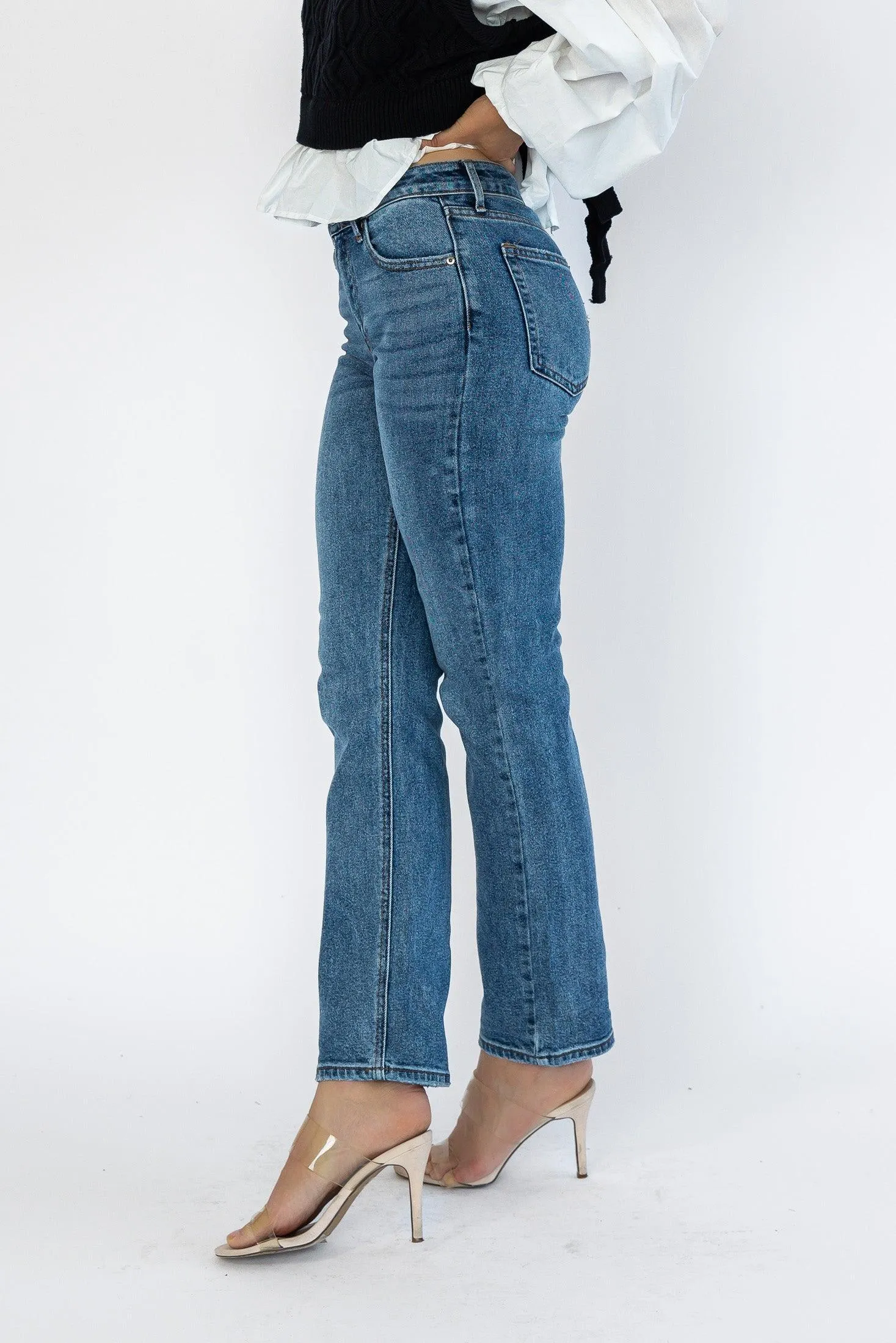 Vanessa Medium Wash Straight Denim - Final Sale
