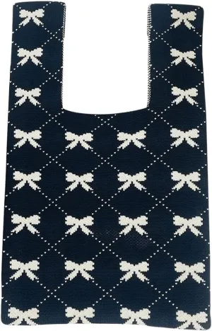 Verdusa Women's Knit Satchel Handbag Small Crochet Purse Casual Tote Bag