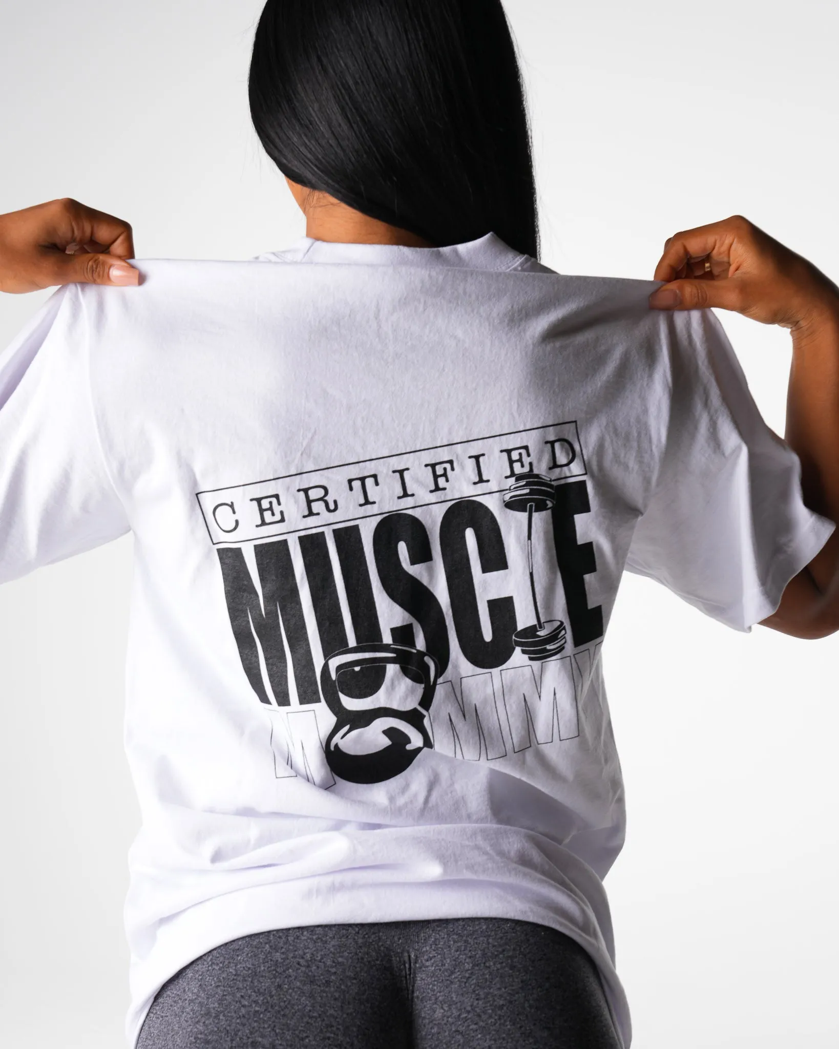 White Muscle Mommy Graphic Tee