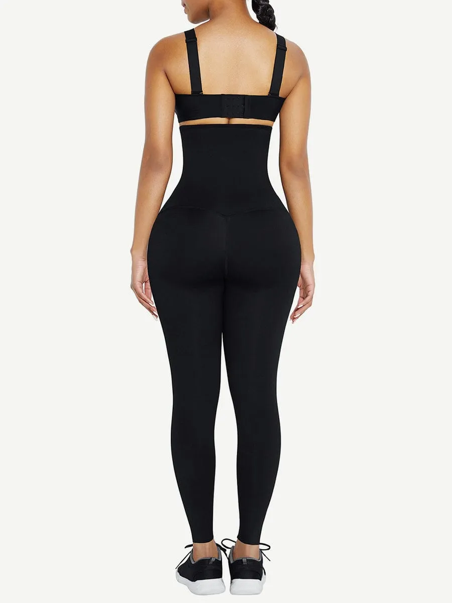 Wholesale Black Waist Trainer 2-In-1 Leggings With Zipping Hourglass Figure