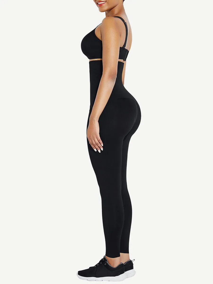 Wholesale Black Waist Trainer 2-In-1 Leggings With Zipping Hourglass Figure