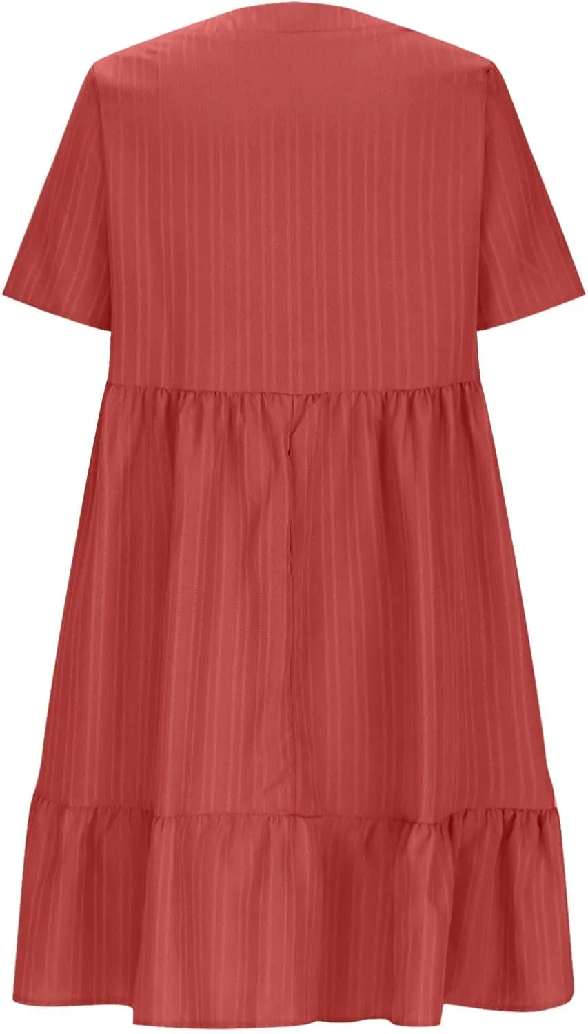 Women Ruffle Tiered Layered Flowy A Line Dresses Short Sleeve V Neck Summer Dress Holiday Casual Beach Sundress