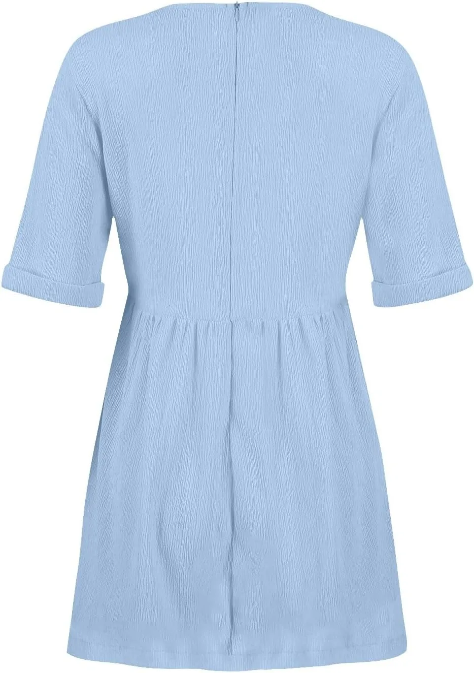 Women Summer Casual T Shirt Dress Short Sleeve V Neck Sundress 2025 Textured Solid Mini Beach Dresses with Pockets