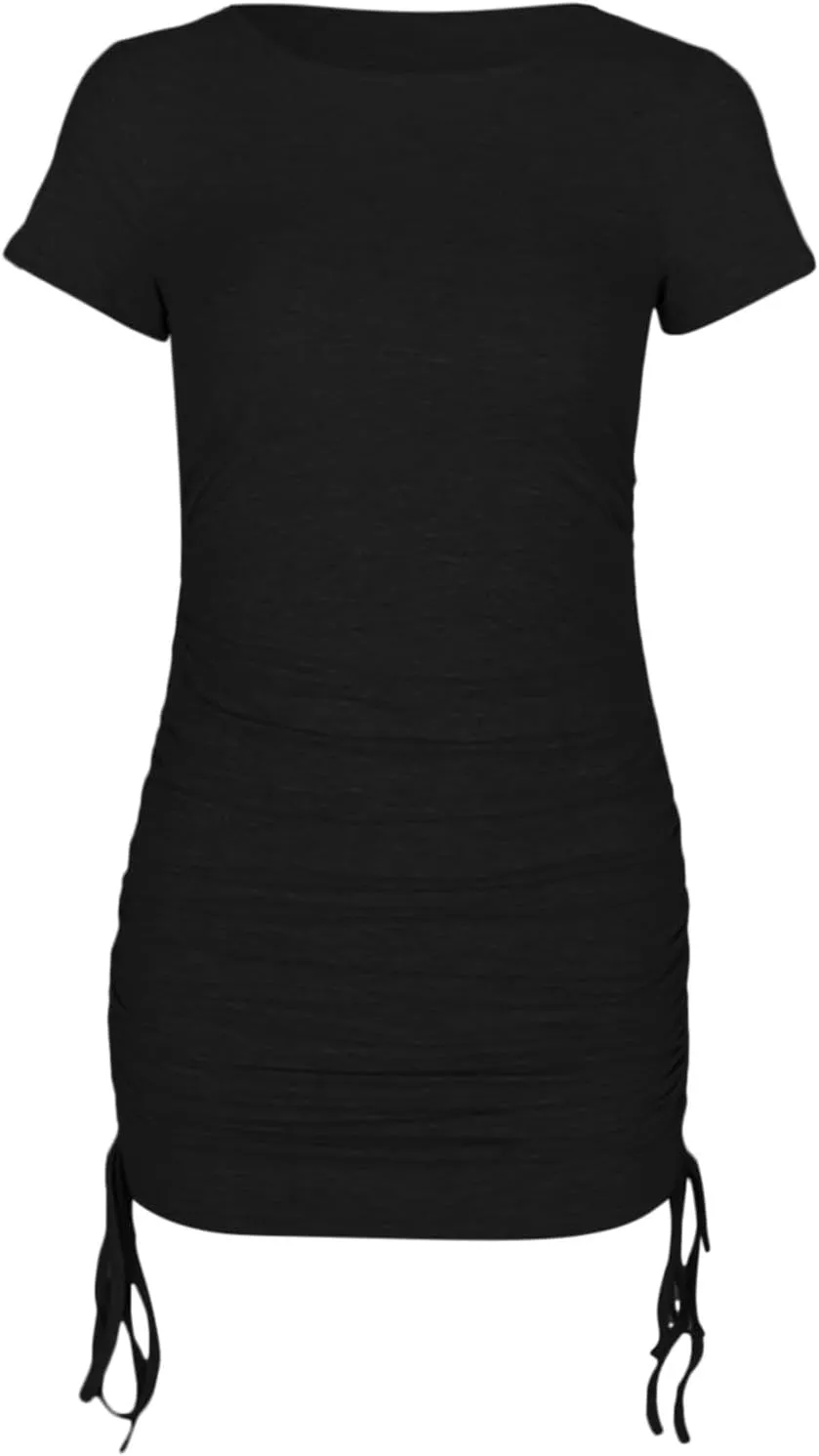 Women's Casual Short Sleeve Dress T Shirt Bodycon Wrap Ruched Mini Summer Night Out Sundress 2025 Summer