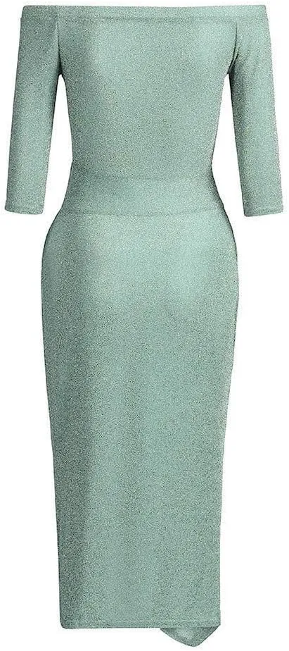 Women's Formal Sexy Solid Color Strapless Split Sequin Dresses Evening Cocktail Prom Gowns DressS-3XL