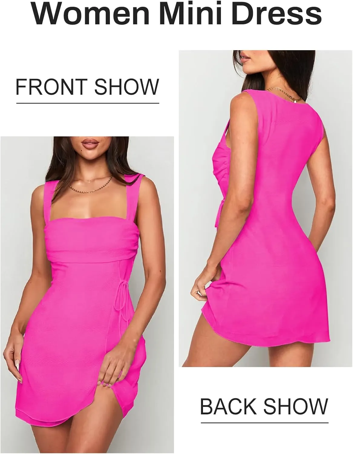 Women's Sexy Ruched Mesh Midi Short Dresses for Women Square Neck Fitted Elegant Club Party Cocktail Dress
