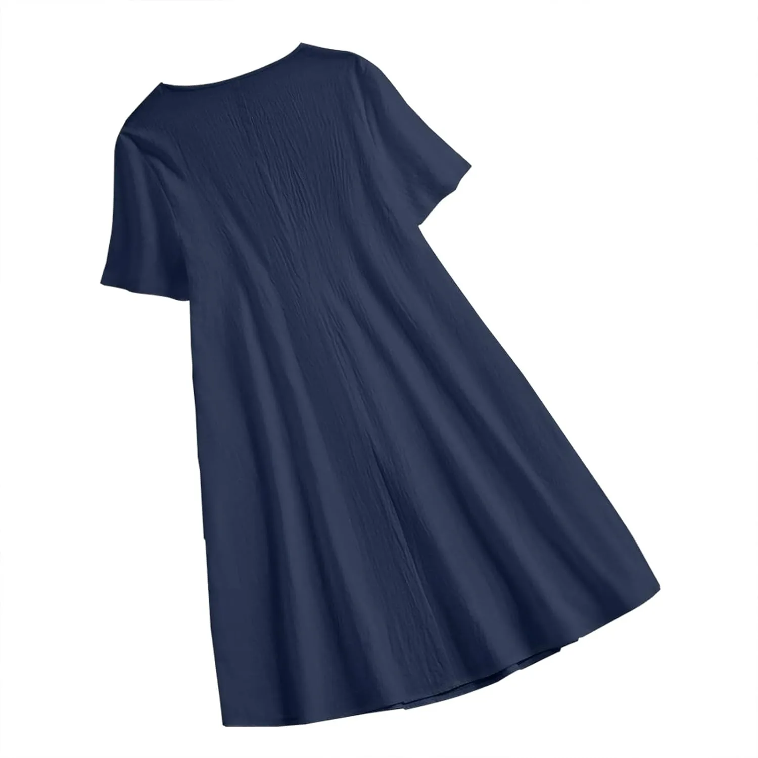 Women's Short Sleeve Swing Midi Dress Flowy Crewneck Plus Size Casual Loose Beach Vacation Dailywear T-Shirt Dress