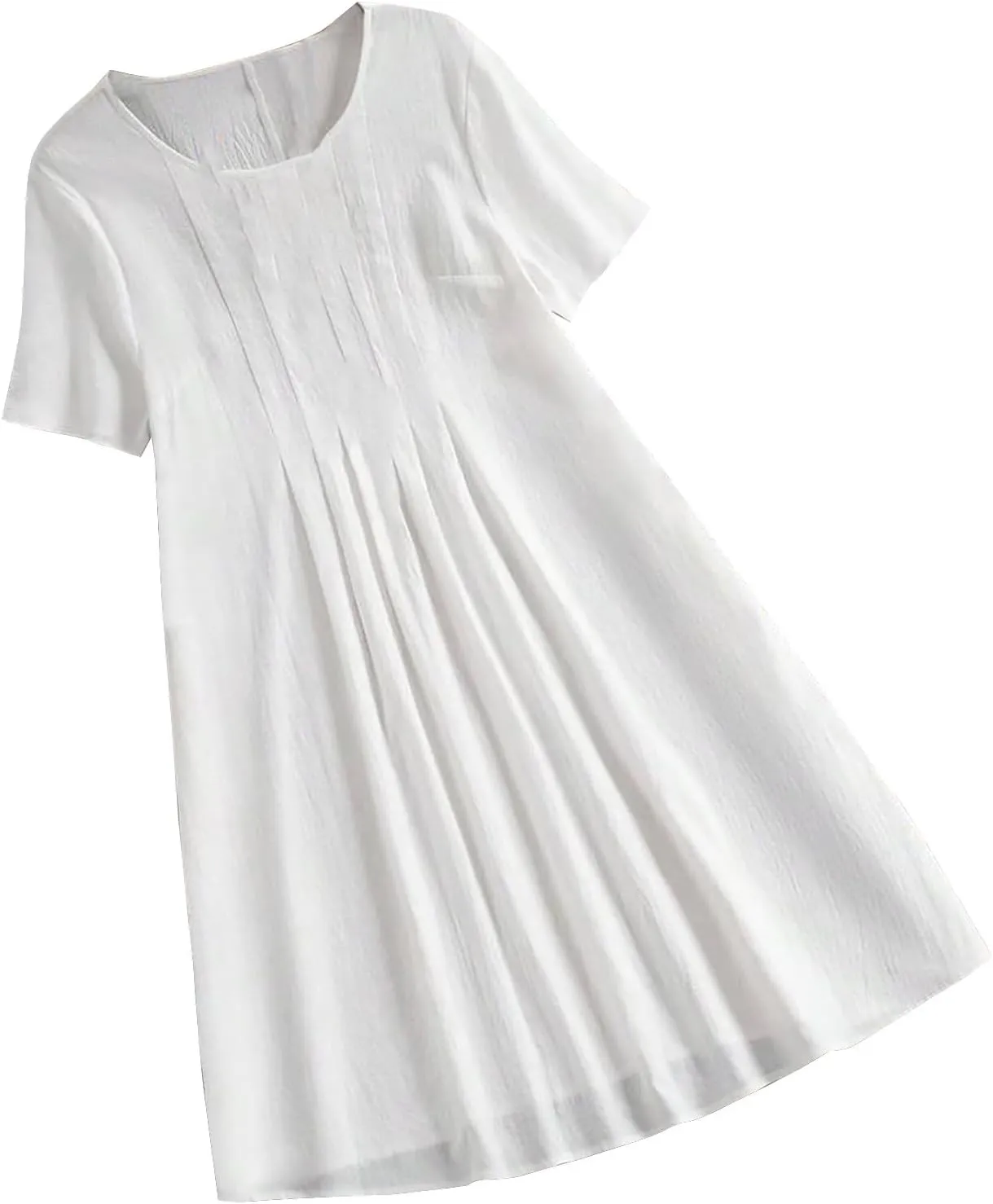 Women's Short Sleeve Swing Midi Dress Flowy Crewneck Plus Size Casual Loose Beach Vacation Dailywear T-Shirt Dress