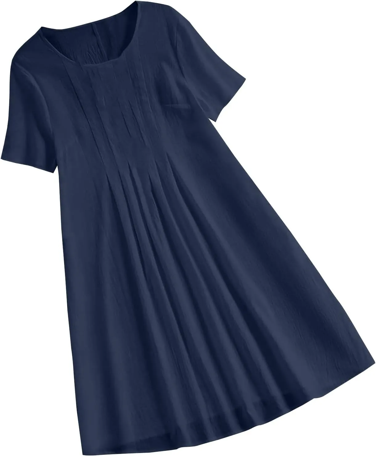 Women's Short Sleeve Swing Midi Dress Flowy Crewneck Plus Size Casual Loose Beach Vacation Dailywear T-Shirt Dress