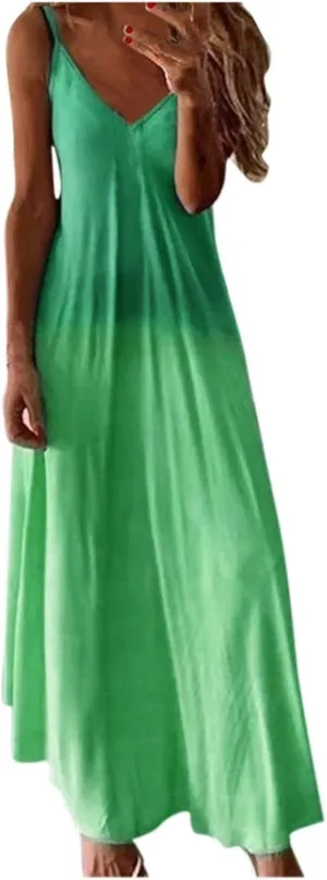 Womens Summer Dresses 2024 Casual Boho Spaghetti Strap Floral Midi Dress Plus Size Long Flowy Maxi Sundresses