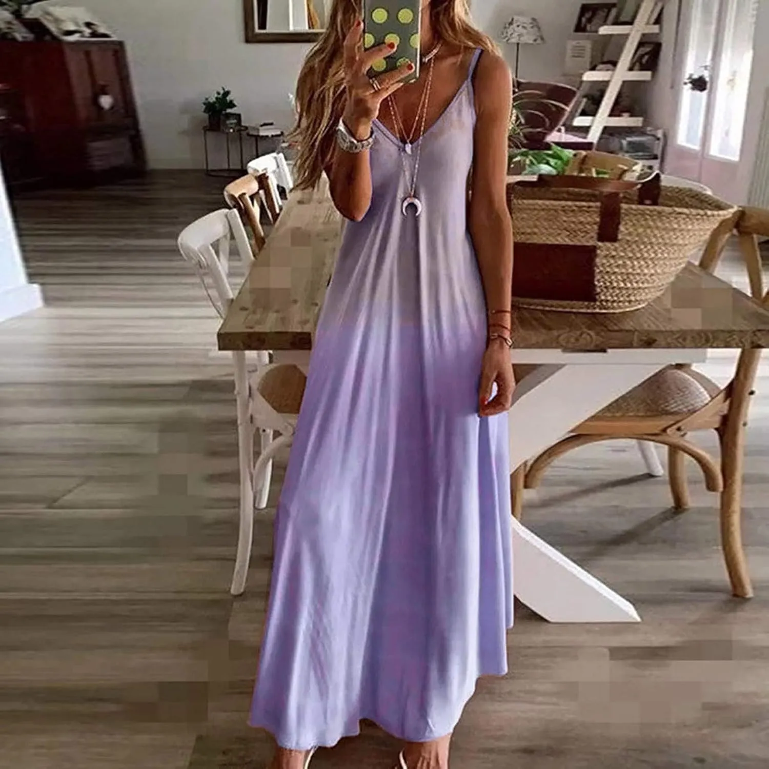 Womens Summer Dresses 2024 Casual Boho Spaghetti Strap Floral Midi Dress Plus Size Long Flowy Maxi Sundresses