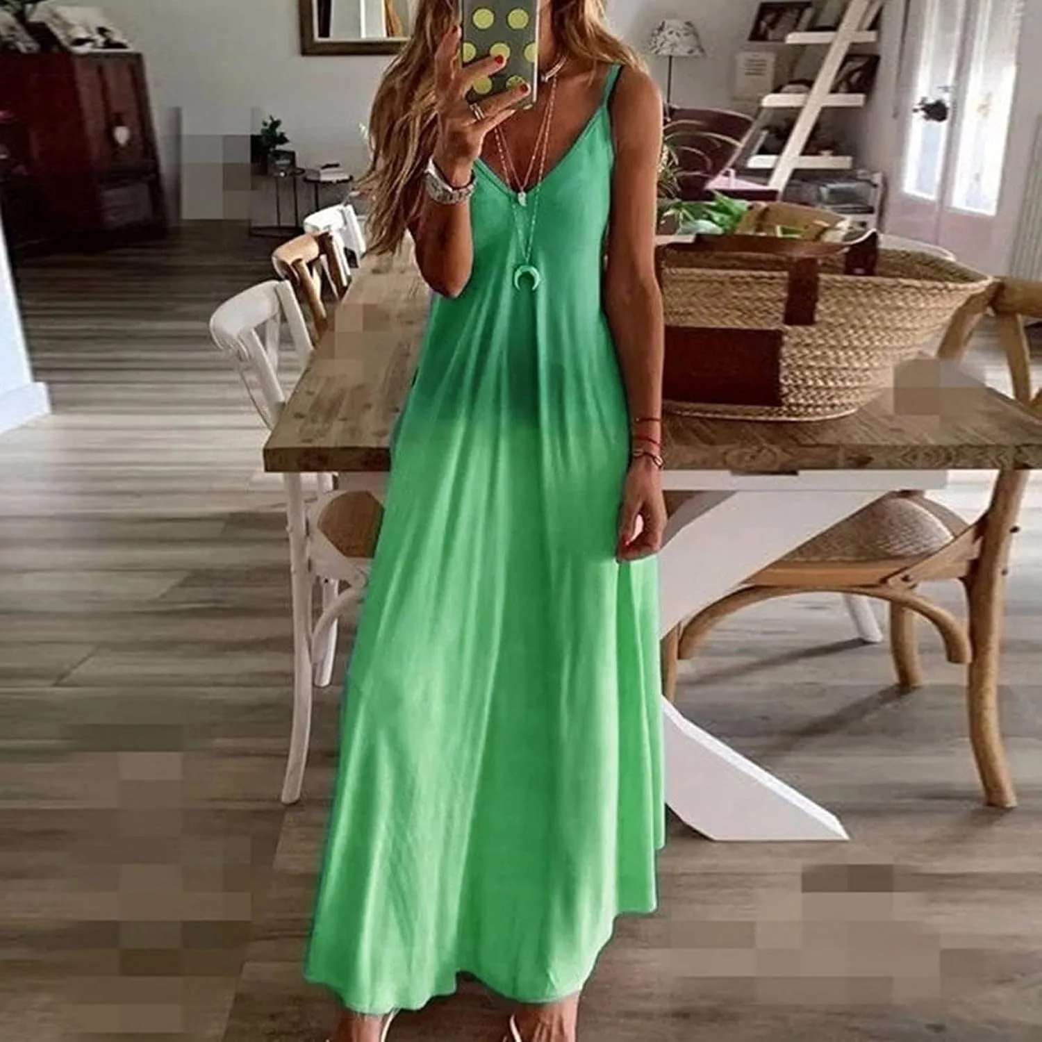 Womens Summer Dresses 2024 Casual Boho Spaghetti Strap Floral Midi Dress Plus Size Long Flowy Maxi Sundresses