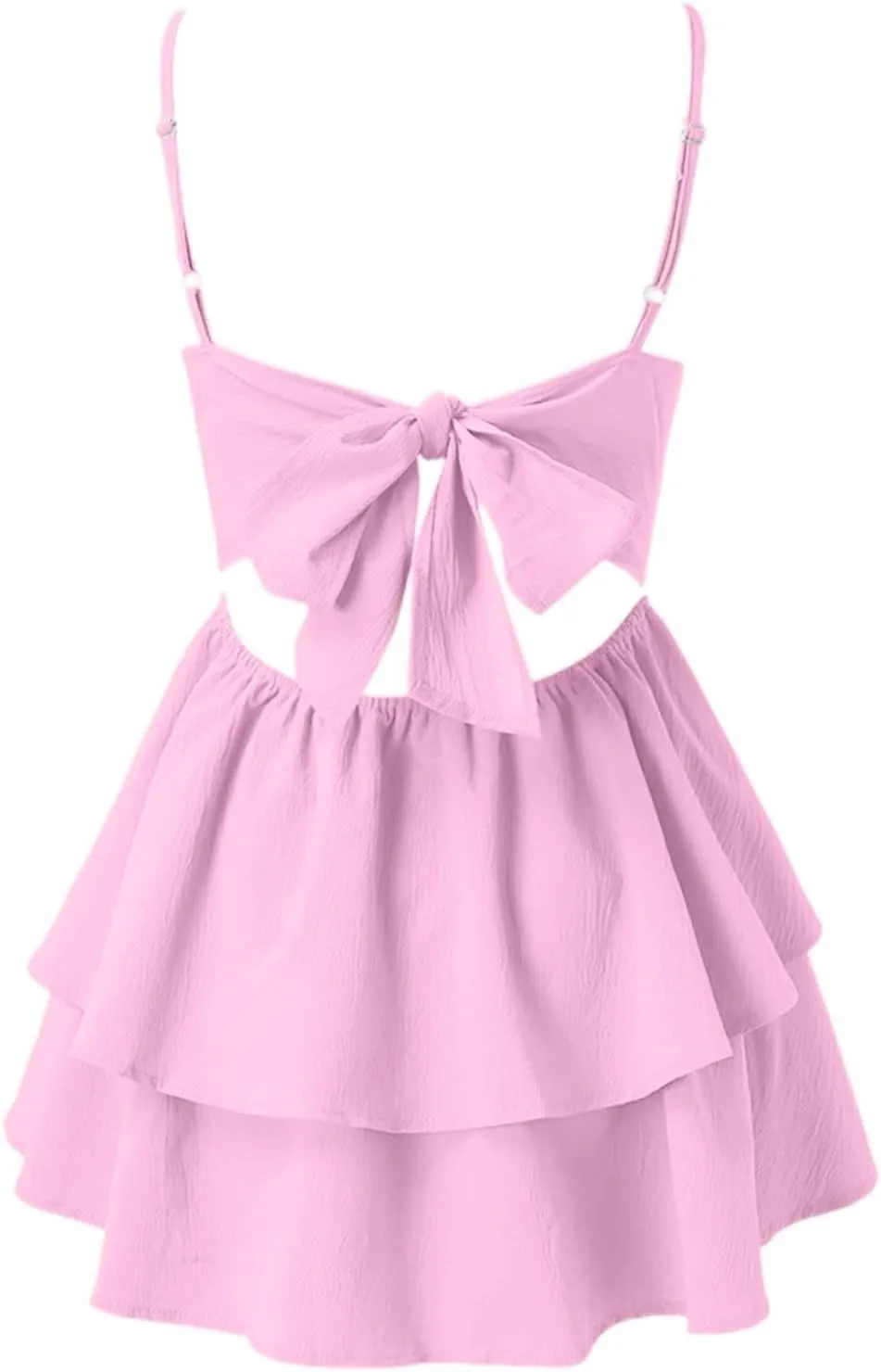 Womens Summer Sleeveless Mini Dress Sexy Backless Spaghetti Strap Ruffle Beach Dresses Trendy Casual A Line Dress