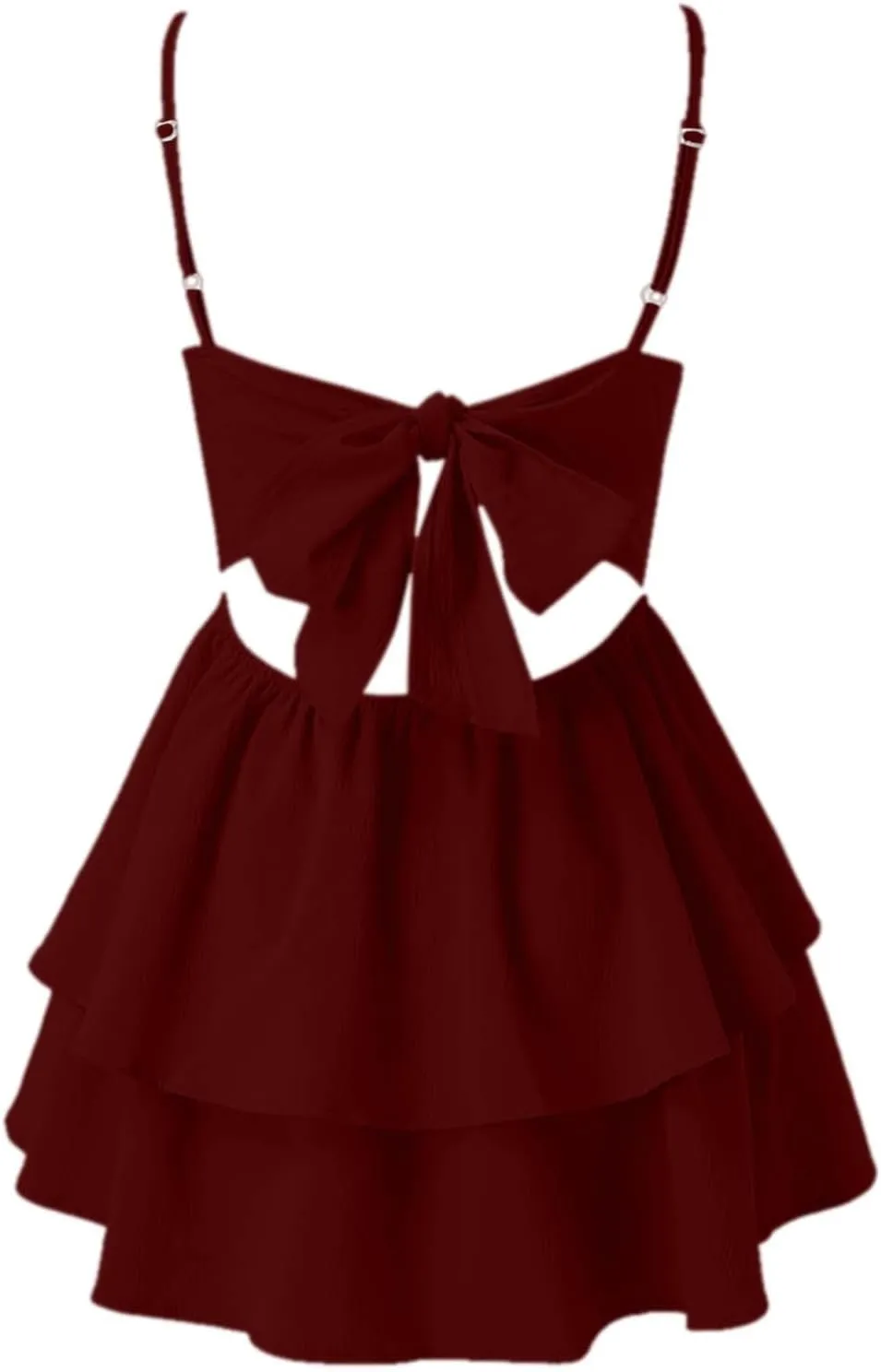 Womens Summer Sleeveless Mini Dress Sexy Backless Spaghetti Strap Ruffle Beach Dresses Trendy Casual A Line Dress