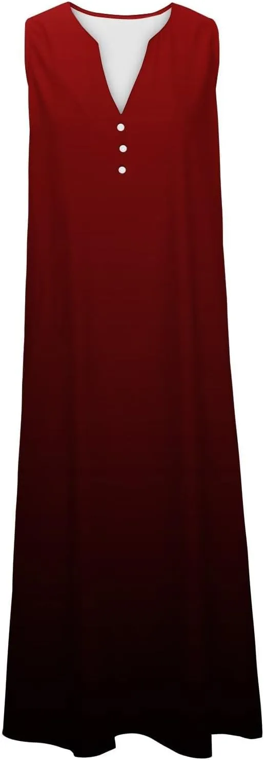 XOWRTE Summer Dresses for Women 2025 Vacation Spring Casual Midi Dresses Beach Trendy Sundresses Plus Size V Neck