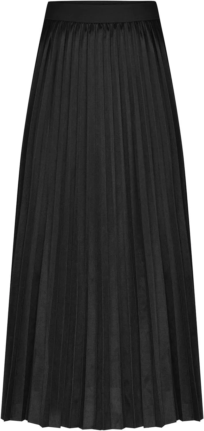 XUNRYAN Skirts for Women High Elastic Waist Pleated Shimmer Midi Skirt Flowy Swing A-line Skirts Fashion Clothes