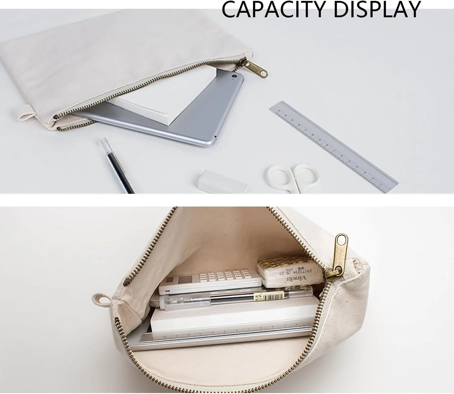 Zipper Pouch Storage Bag Simple and Stylish Women's Cosmetic and Travel Bag (Beige-basic-5)