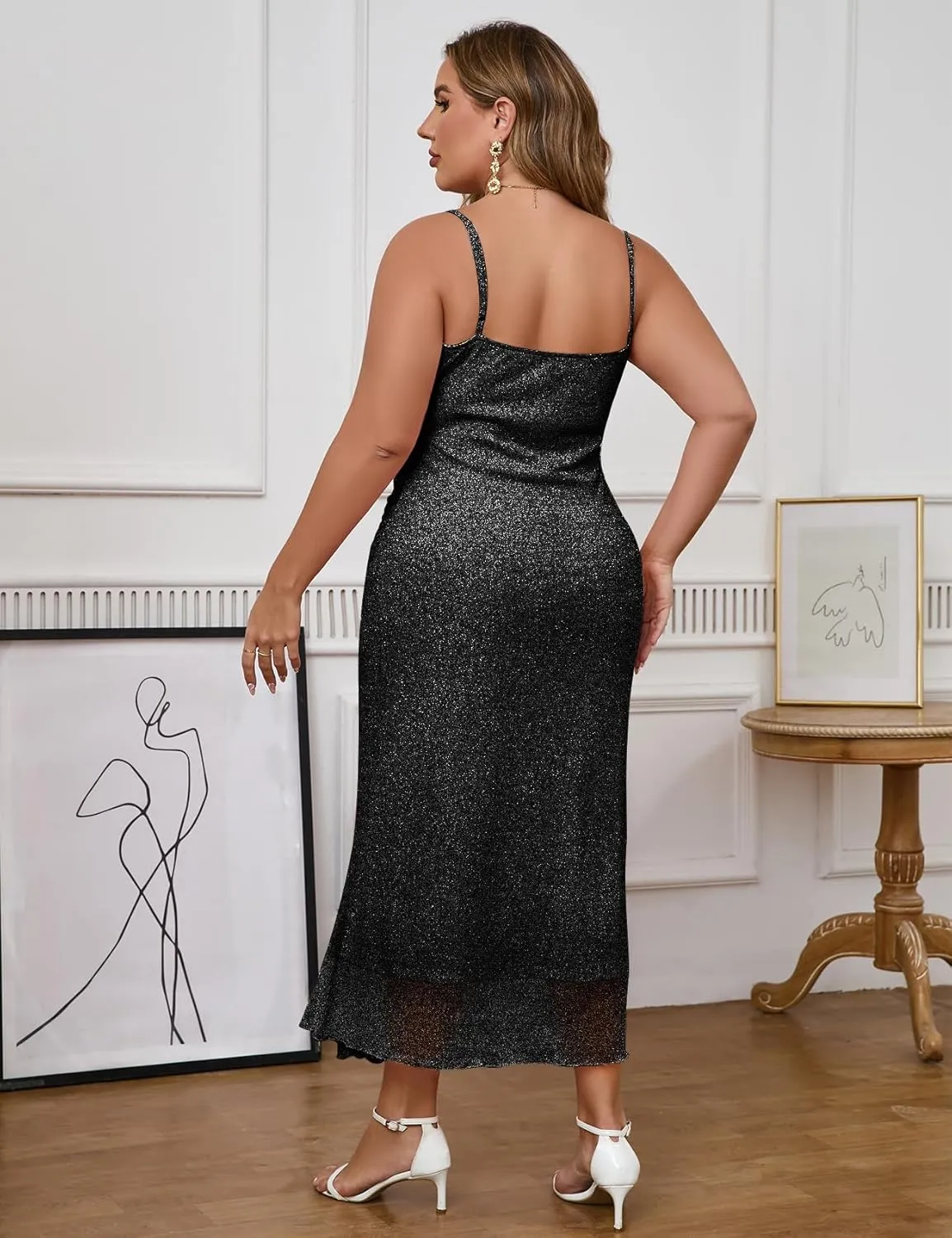 ZOMVA 0X-4X Plus Size Ruched Mesh Dress Floral Bodycon Sleeveless Cami Dress Cocktail Pary Dating Winery